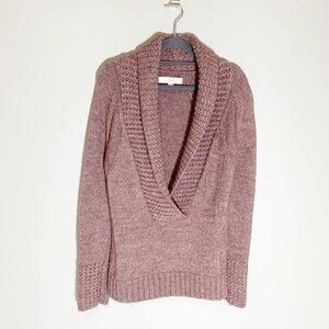 LOFT Womens Mauve Alpaca‎ Wool Blend Shawl Collar Pullover Sweater Size M